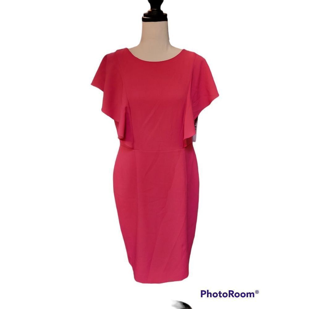 Alex Marie Pink Midi Dress with Flutter Sleeves